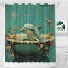 Funny Teal Dolphins Shower Curtain, fresh green  style, lovely ocean dolphin print, premium waterproof polyester fabric