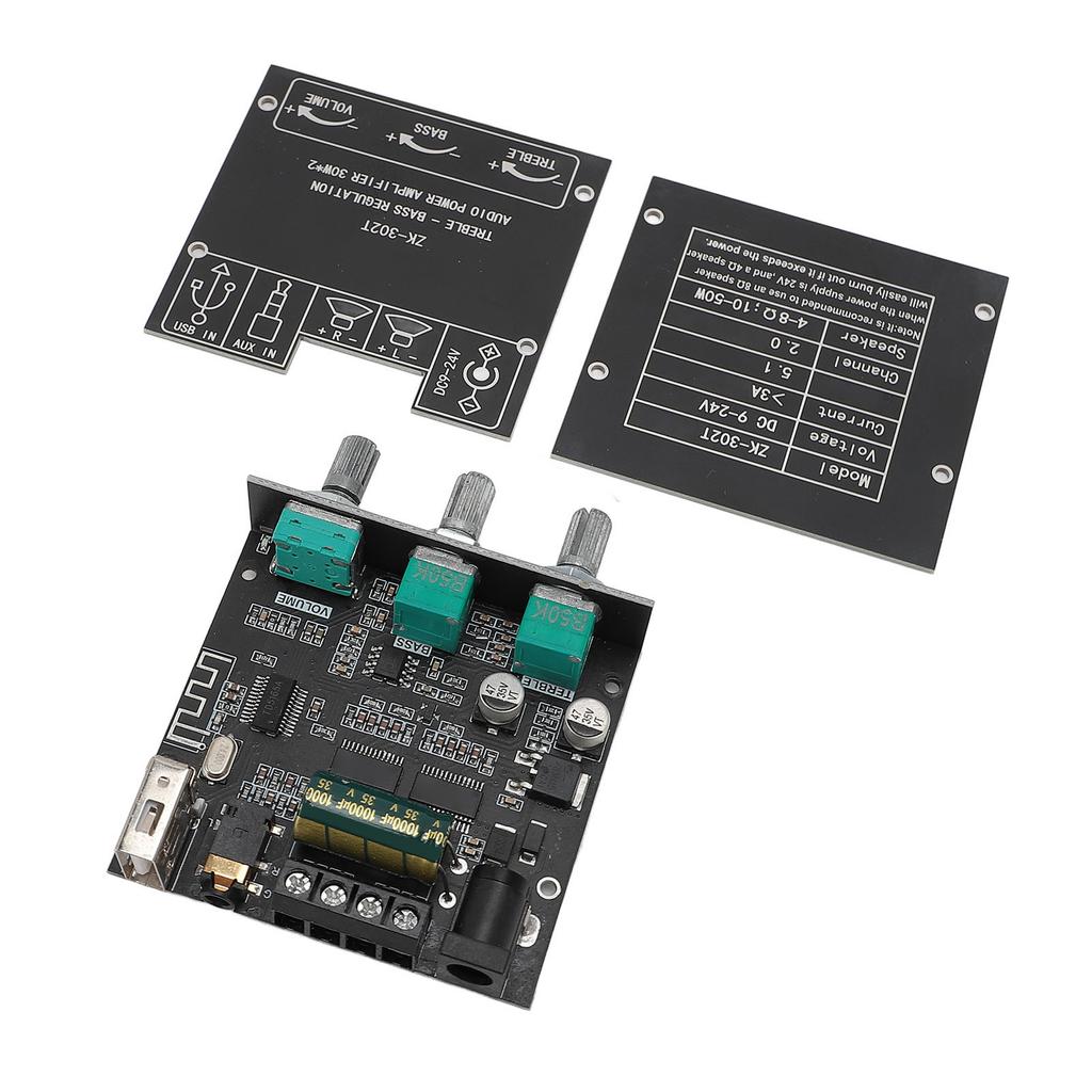 ZK 302T Digital Amplifier Module Bluetooth 5.1 TPA311D2 Chip 2.0 Channel 30W X 2 AUX USB APP Support