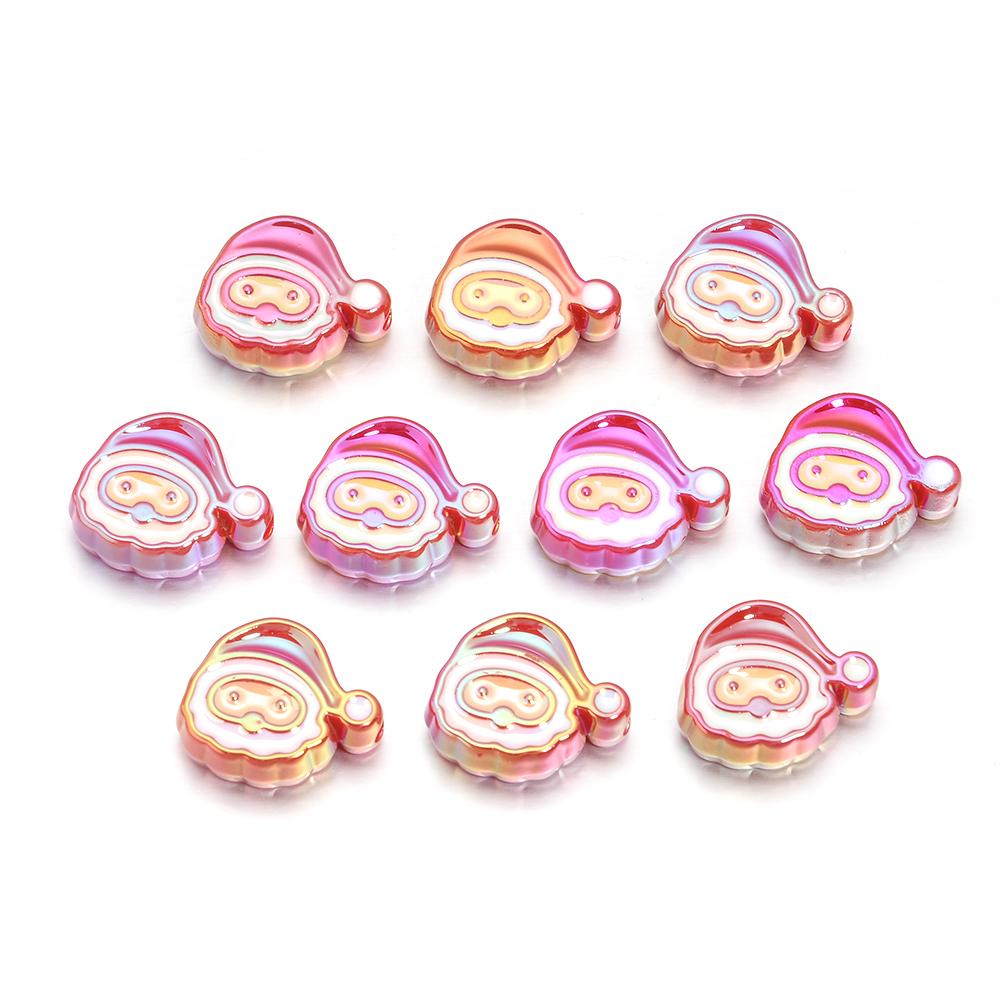 10pcs Christmas Series Acrylic Beads Santa Bell Christmas Socks Loose Beads For DIY Handmade Charm Bracelet Earring Jewelry Gift