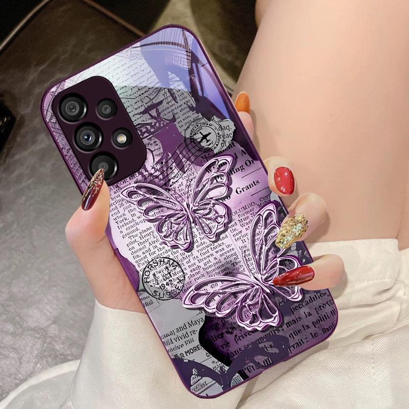 Винтажная Бабочка Для Samsung Galaxy S10 4G S20 11E 30 S21 22 S24 Fe Pro S23 S25 Ultra 5G S9 Чехол Из Закаленного Стекла Для Телефона