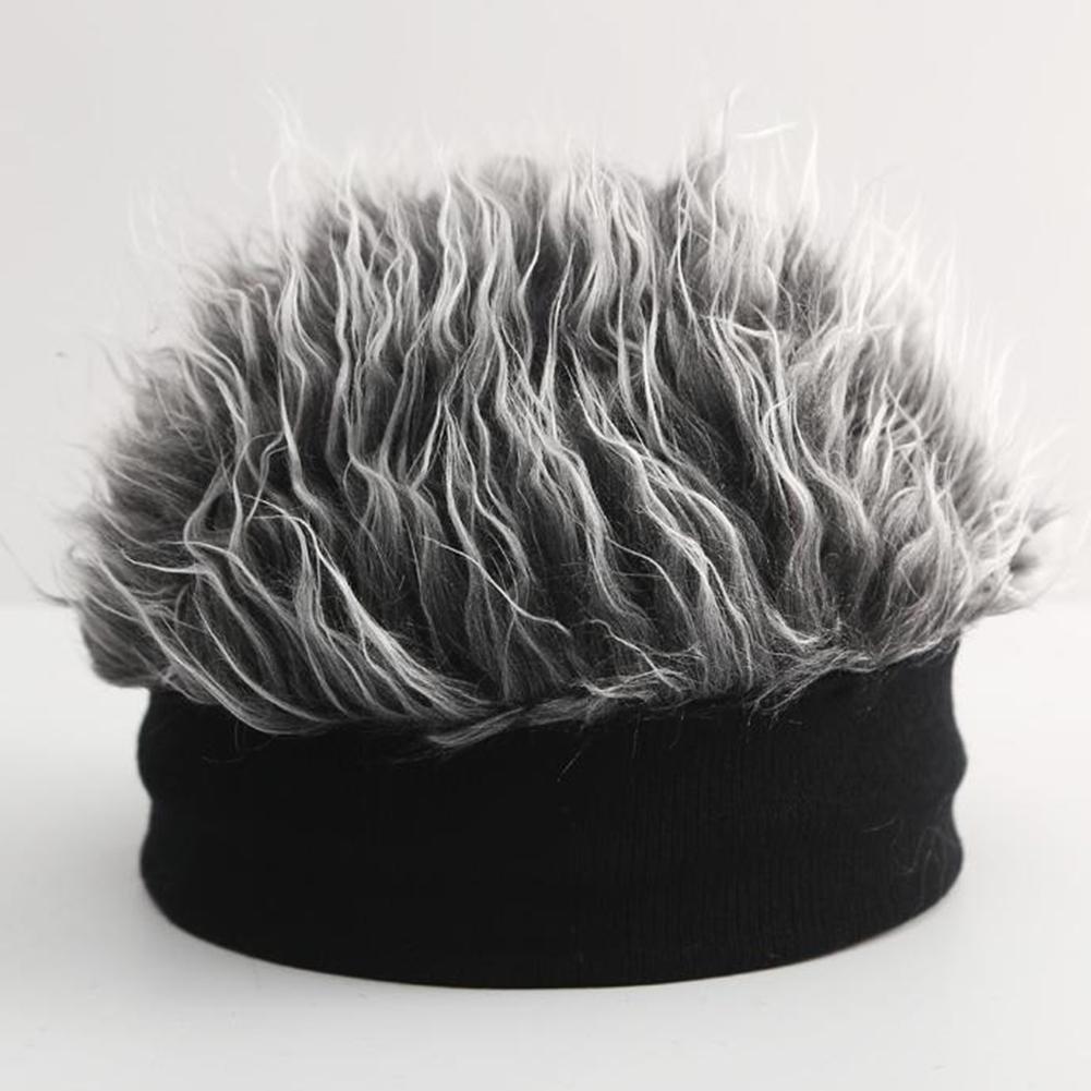 Autumn and Winter One-piece Wig Hat Male Landlord Hat Fashion Version Plush Retro Street Parody Brimless Trendy Knitted Hat