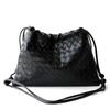 Genuine Lamb Leather Woven Clutch Crossbody Bag Women Soft Square Shoulder With Drawstring