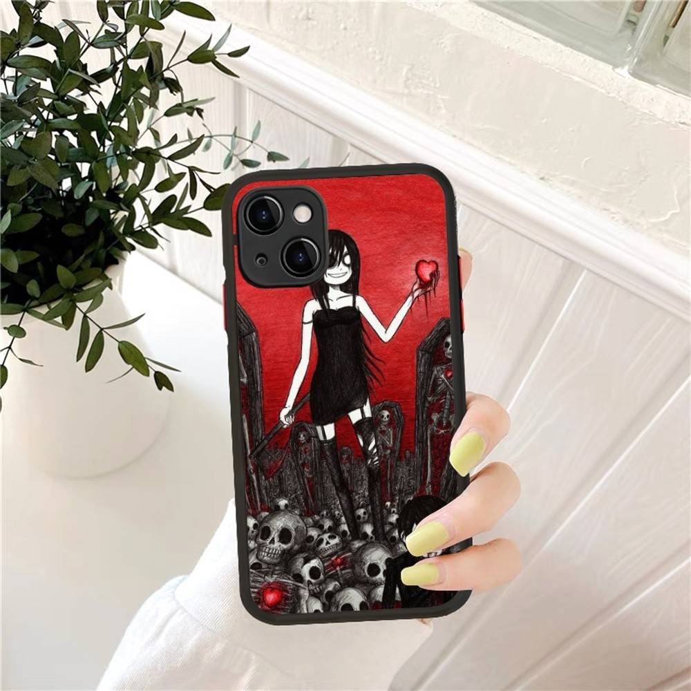 Love Black And Cute Emo Phone Case for iPhone 16 15 14 11 12 13 Pro Max X XS Translucent Matte Cover
