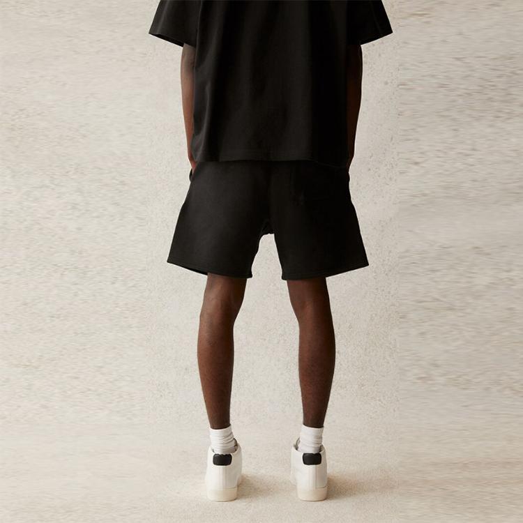 Fear of God Essentials Шорты-свитшот SS21 с принтом из букв Унисекс Брюки Растягивающиеся-Лимо Черные FOG-SS21-565