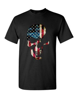 Футболка с черепом в стиле Americana Патриотическая 4 июля Звезды и полосы Мужская футболка
