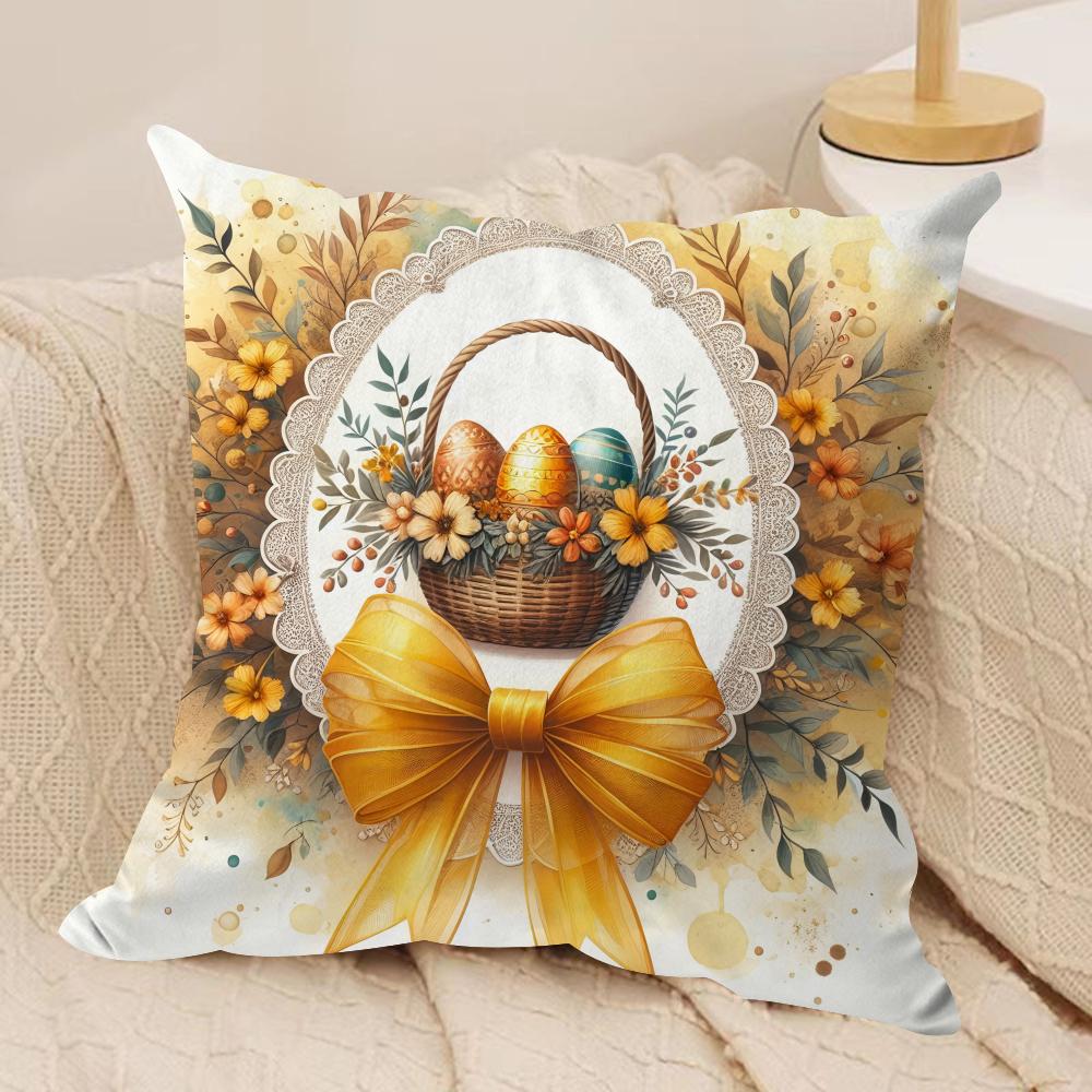 Easter Rabbit cute Cushion Cover Silky Short Plush Invisible Zipper Dustproof Sofa Pillow Case for Home Decor