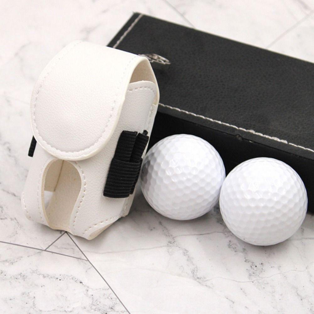 Portable Golf Ball Pouch Waist-Hanging PU Leather Mini Golf Ball Bag Metal Buckle Lightweight Golf Tee Set Bag Golf Accessories