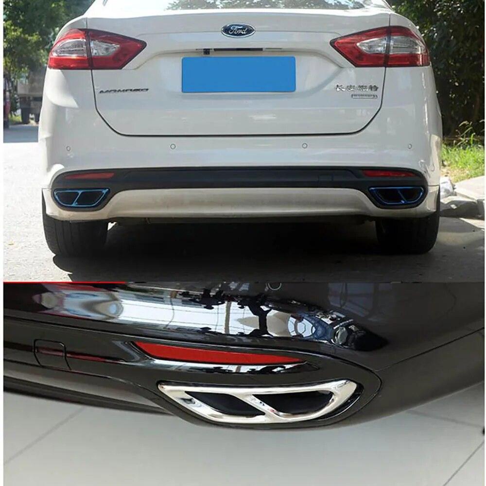 Car Tail Throat Covers Stainless Steel Dual Exhaust Pipe Cover Trim For Ford Mondeo/Fusion Sedan 2013- Accessories Steel