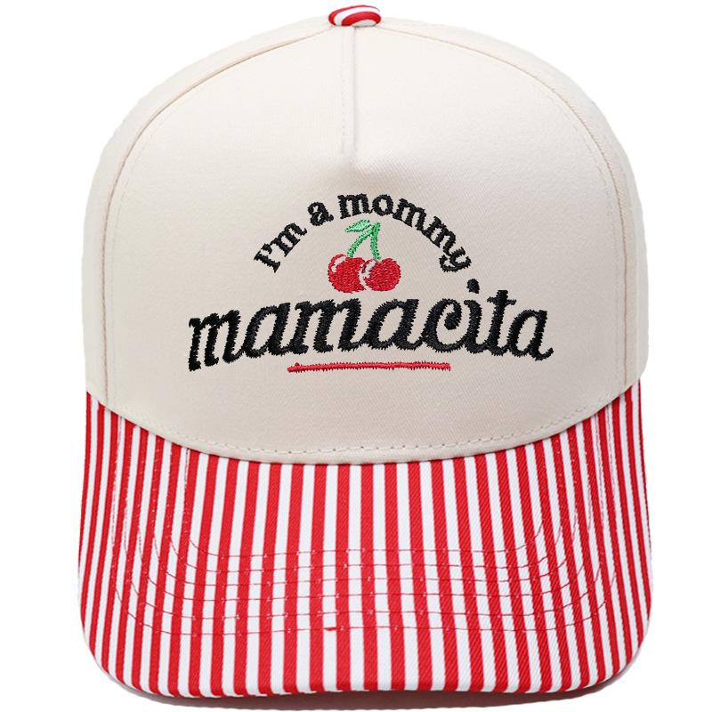 I'm a mommy mamacita cherry embroidery truck driver baseball cap, color-blocked fun unisex sun hat
