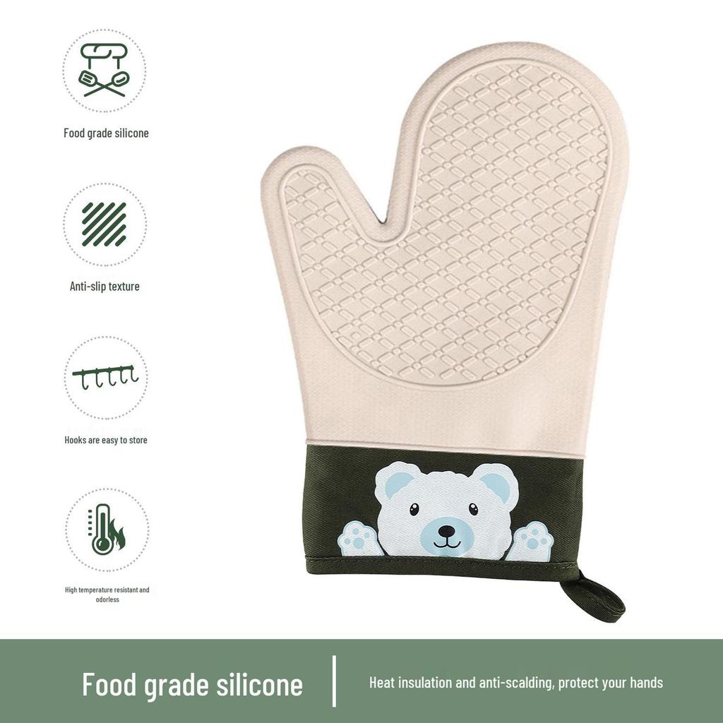 Thickened Non-Slip Silicone Kitchen Oven Gloves: Heat-Resistant and Anti-Scald Baking Mitts