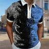 Men's Shirt Polo Casual Zip Short Sleeve Fashion Casual Zipper Summer Spring Regular Fit Gradient Oil Painting 3D Print Shirt