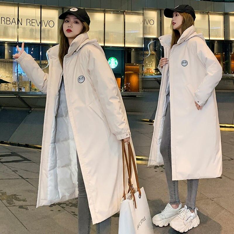 Зимняя корейская свободная длинная куртка с хлопковой подкладкой, утепленная повседневная женская парка с широкой талией