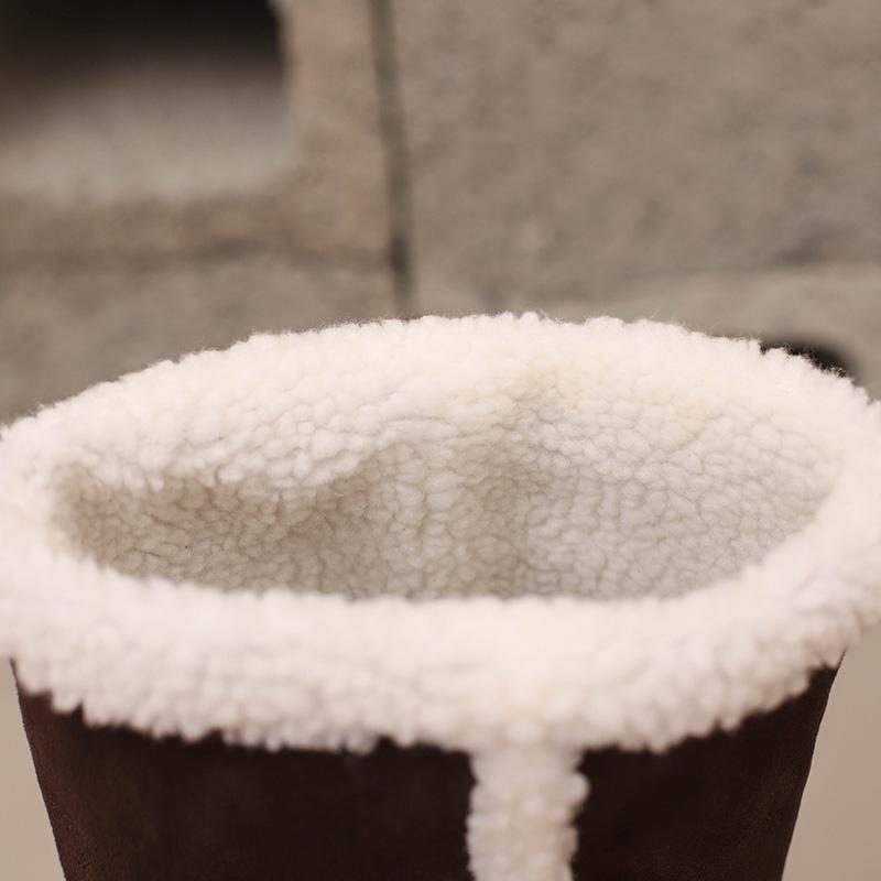 Women's Low-heeled Boots Autumn and Winter New Comfortable and Warm Thick-heeled Large-size Plush Medium Boots