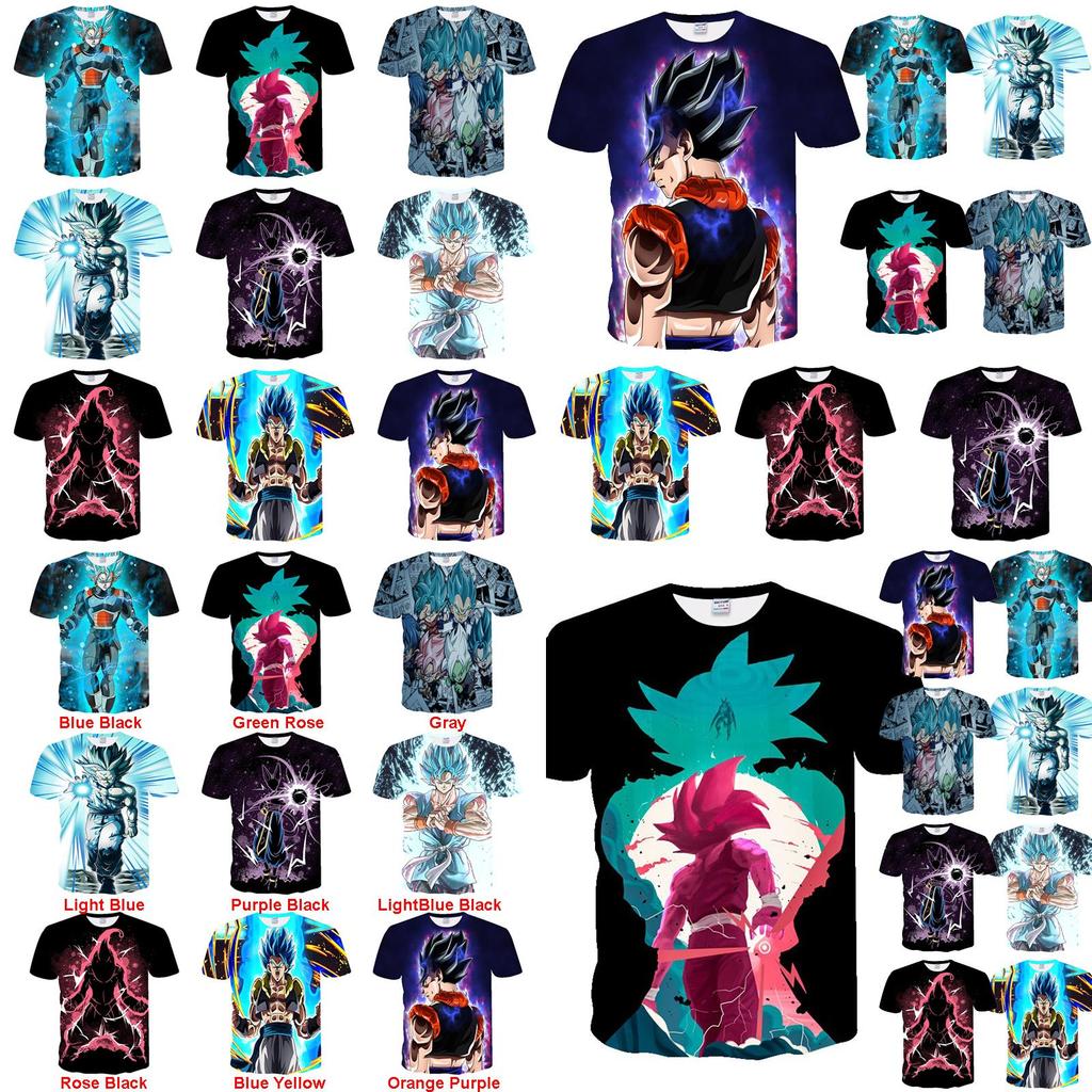 Vibrant 3d Print Dragon Ball Z Vegeta Goku Super Saiyan T-shirts For Anime Fans