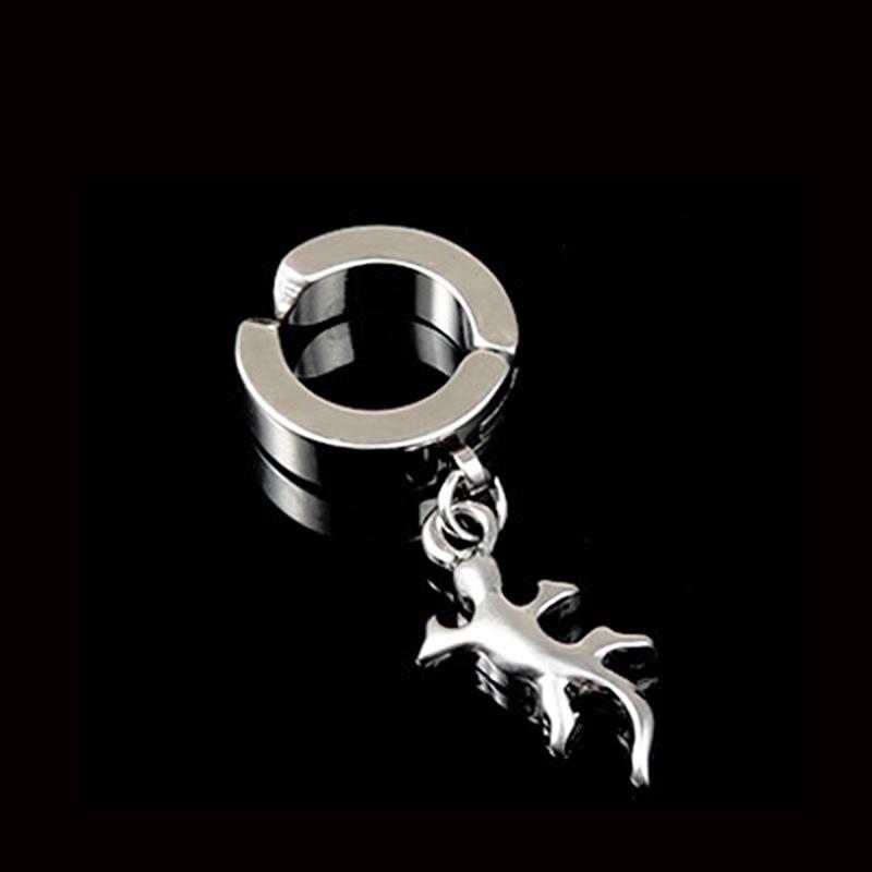 Серьги Simplicity, клипса для ушей в виде геккона, 1 шт., панк, без проколотых ушей, серьги-гвоздики для мужчин и женщин, рука призрака, титановая сталь, серебристо-черная железная башня