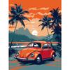 5d DIY Diamond Painting Cross Stitch Car Coconut Tree Scenery Diamond Embroidery Mosaic Full Round Drill Home Decor