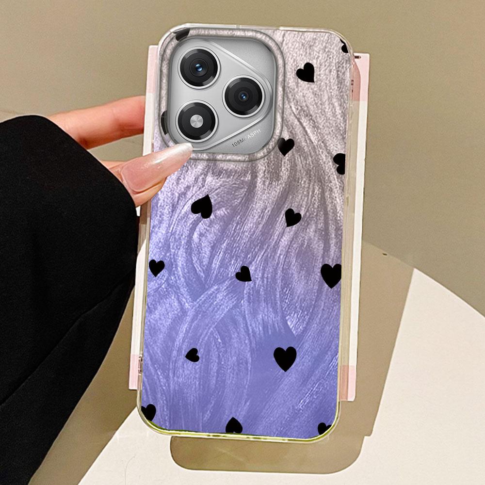 Черные Полноэкранные Чехлы для Телефона с Сердечками Чехол для Honor 400 200 Pro Magic 7 5 Lite X9a X9c X8a X8b Оболочка Силиконовая Задняя Панель TPU Покрытие
