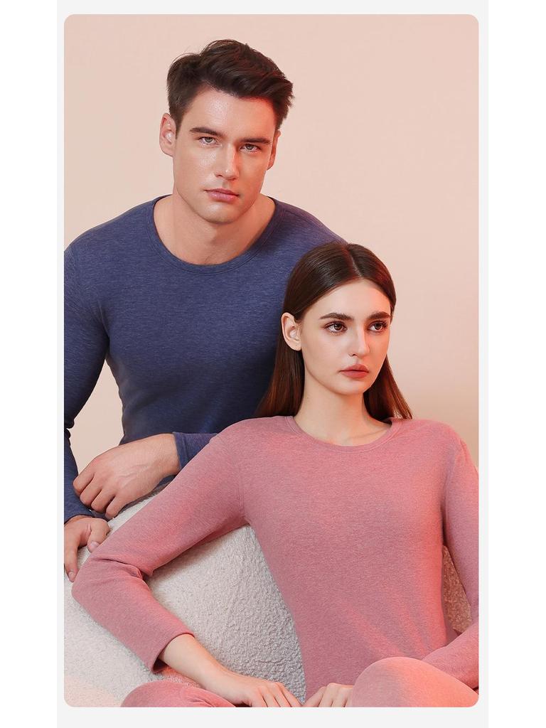 Мужской и женский ультратолстый базовый слой из мериносовой шерсти: Теплый, приятный к коже комплект с круглым вырезом для осени и зимы