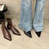 Модные женские ботильоны Модные сексуальные туфли с острым носком Женские осенне-зимние трендовые ботинки Дизайнерские элегантные ботинки на толстом каблуке для ходьбы Botas Mujer