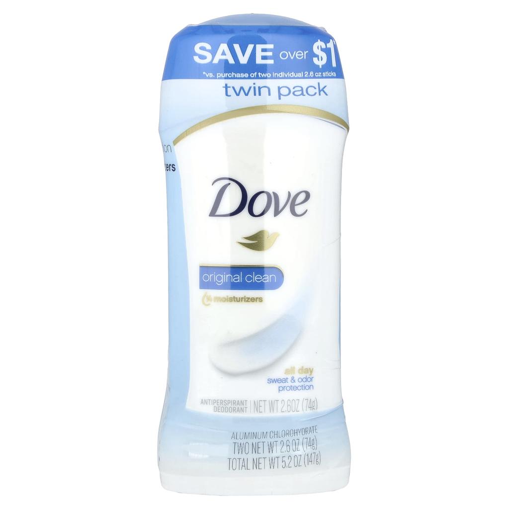 DOVE Дезодорант-антиперспирант, Original Clean, двойная упаковка, 2 упаковки, 2,6 унции (74 г) Каждый
