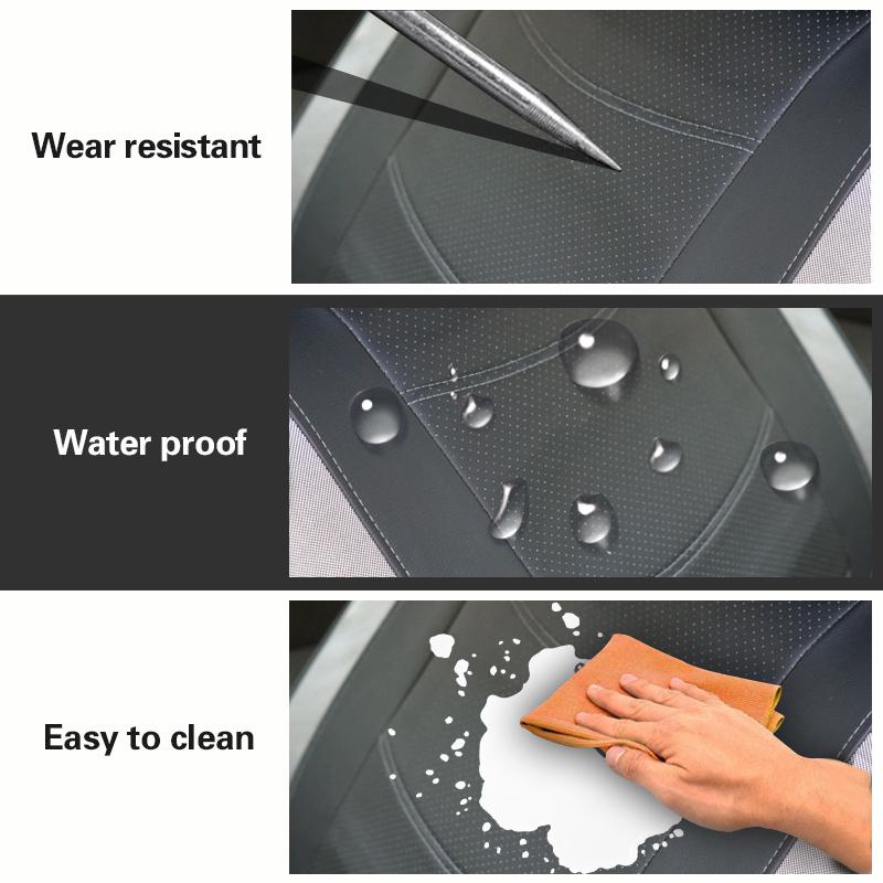 AUTO PLUS Universal Car Seat Cover Set Pu Leather Vehicle Cushion Full Surrounded Protector Fit Most Car Suv Truck Accessories