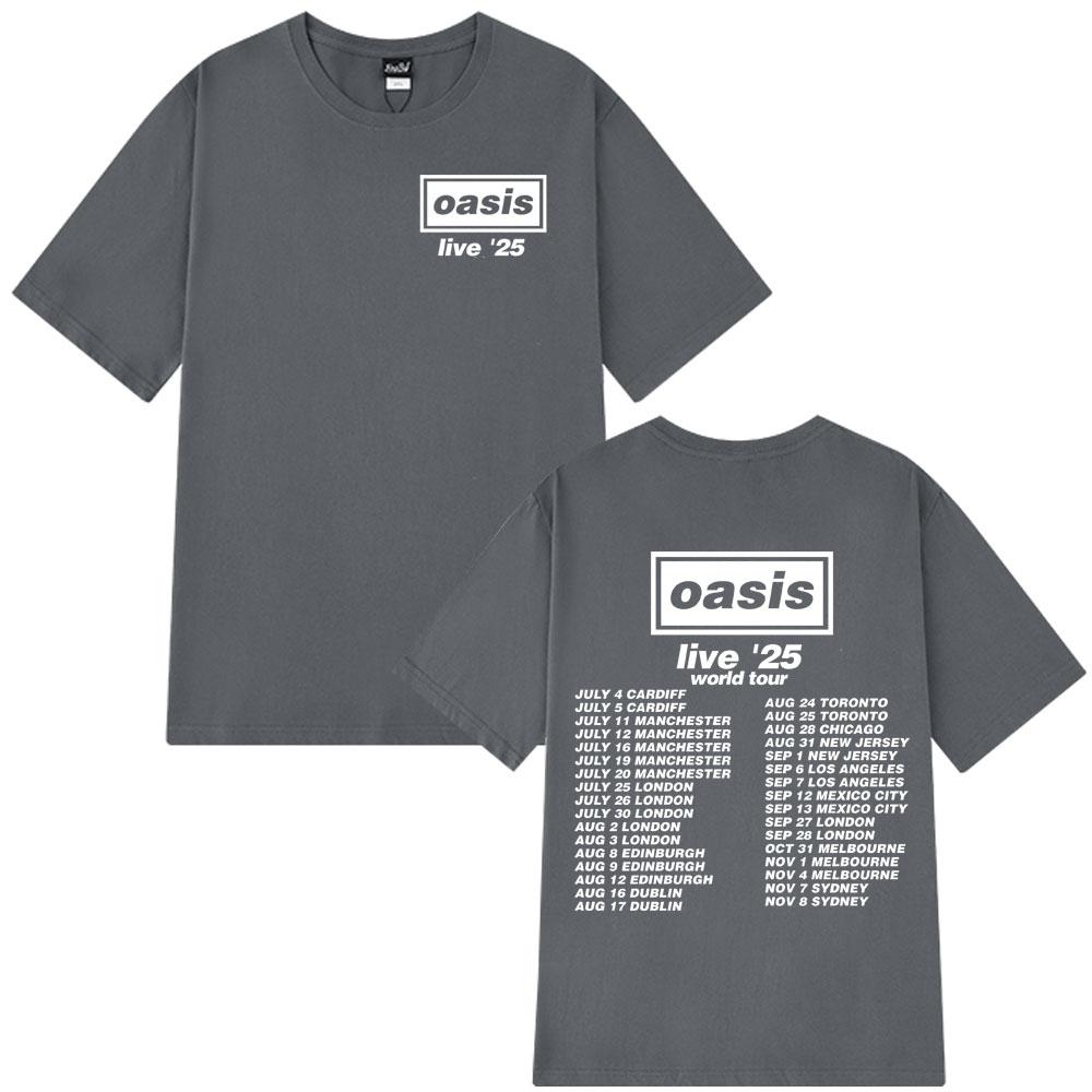 Британская рок-группа O-Oasis Live 25 Тур Футболка Мужская Женская Готическая Винтажная Футболка Оверсайз Мужская Женская Хлопковая Футболка с Коротким Рукавом