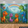 Мультяшный 2D фон с динозаврами - Красочный баннер-фон для фотосессии в стиле Юрского периода для детской вечеринки