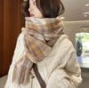 Thickened Sweet and Warm Imitation Cashmere Scarf Plaid Shawl Neck for Women