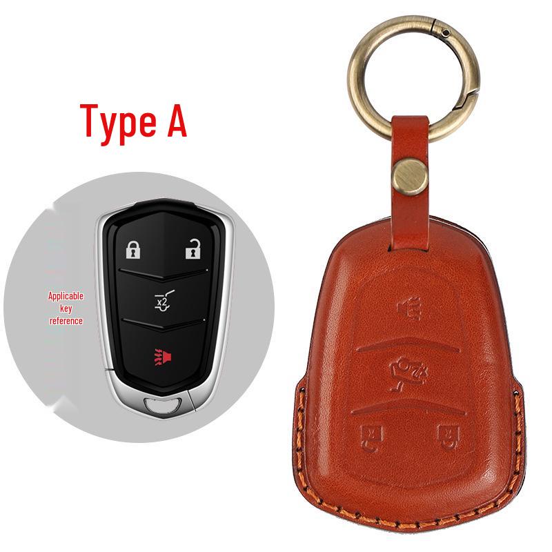 Genuine Leather Key Case for Cadillac CT5/CT4/XT6 - Premium Cowhide Key Holder