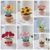 Handmade Woolen Yarn Flowers Crochet Knitting Kit No Finish Tulip Potted Flower  Desktop Ornament