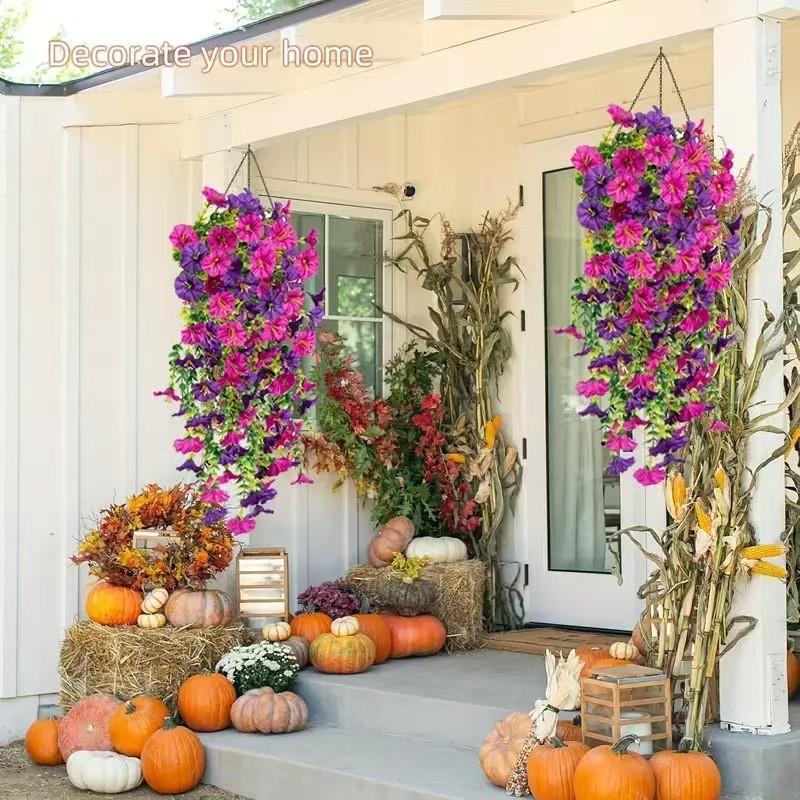 Nil Ipomoea Artificial Flower Vine Wall Decor With Plastic Flowers For Parties