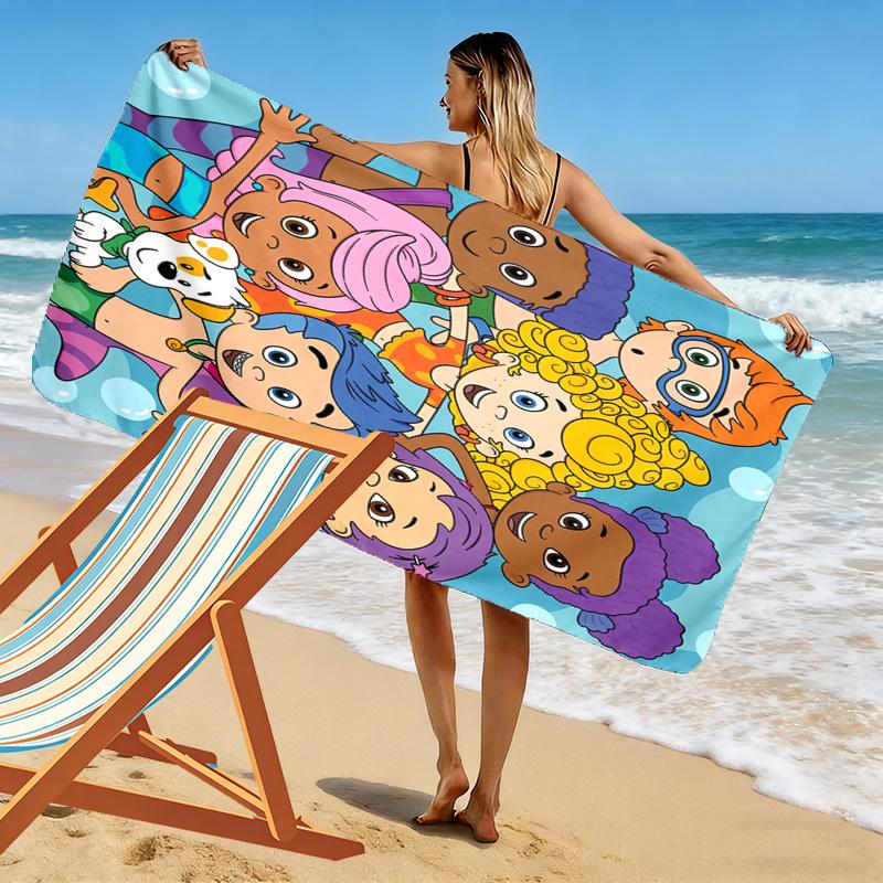 Bubble Guppies Inspired 2D Flat Print Beach Towel, Large Soft Quick Dry Towel for Beach Camping SwimmingXSTJ0915292