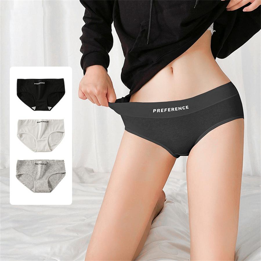 3PCS/Set Letter Seamless Women Panties Underpanties Sports Soft Female Underwear Large Size Sexy Pure Cotton Women's Intimates