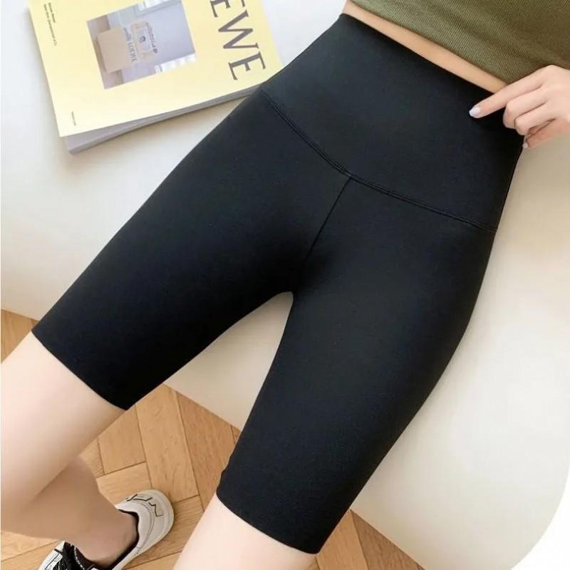 Womens High-Waisted Slim Fit Leggings Yoga Running Cycling Workout Thin Compression Shorts