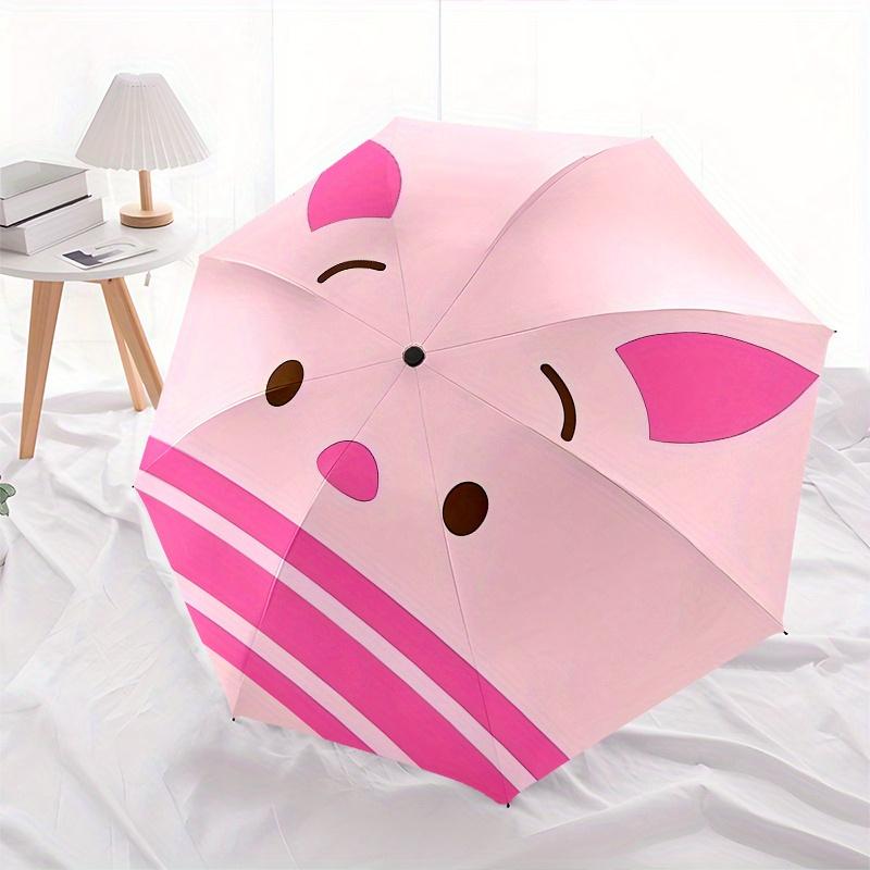 Disney Piggy,Cute,Minimalist Manual Opening and Closing Umbrella, 8-Rib Reinforced Folding Design, Lightweight