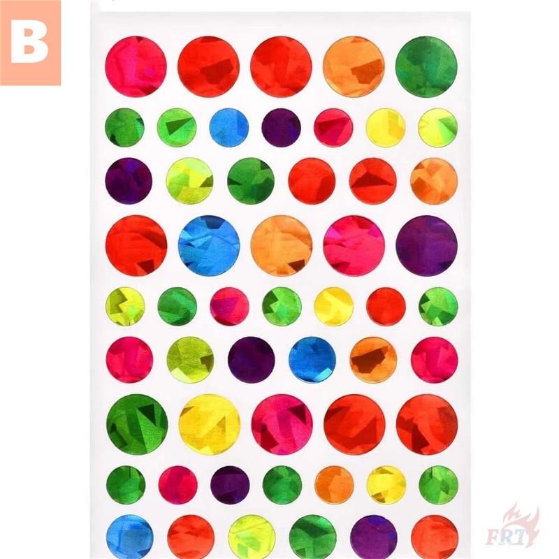 10Sheets/Set Laser Gradient Colorful Shapes - Star / Love Heart / Round Dot DIY Kids Rewards Stickers