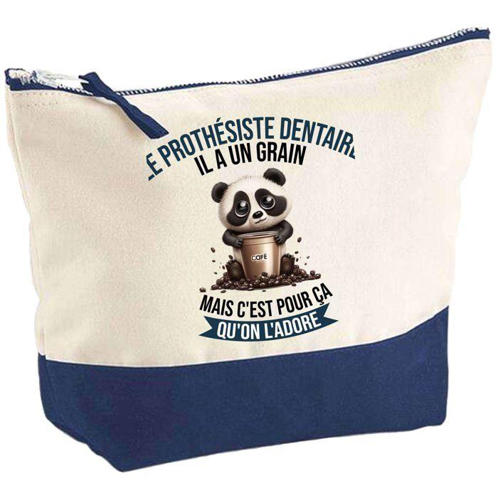 Trousse de maquillage - PLANETEE - Le Prothésiste dentaire Panda Grain - Grand format - Impression HD - Fabriquée en France