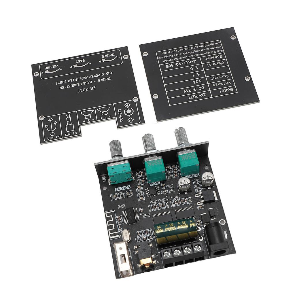 ZK 302T Digital Amplifier Module Bluetooth 5.1 TPA311D2 Chip 2.0 Channel 30W X 2 AUX USB APP Support