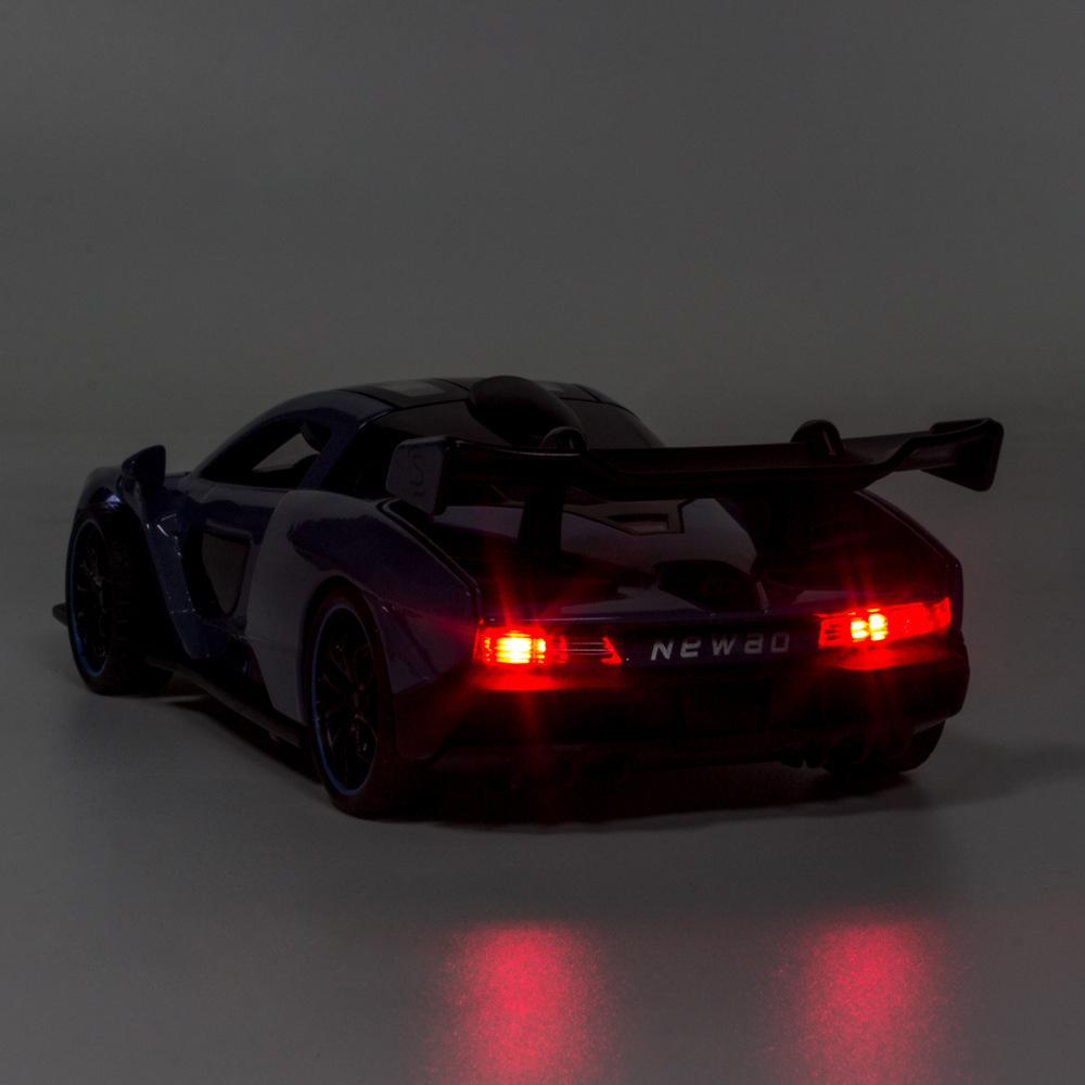 1:32-масштабная модель спортивного автомобиля McLaren Senna, литая под давлением игрушечная машинка из цинкового сплава, транспортные средства с откатным механизмом, мини-электронные игрушки-суперкары с подсветкой и музыкой