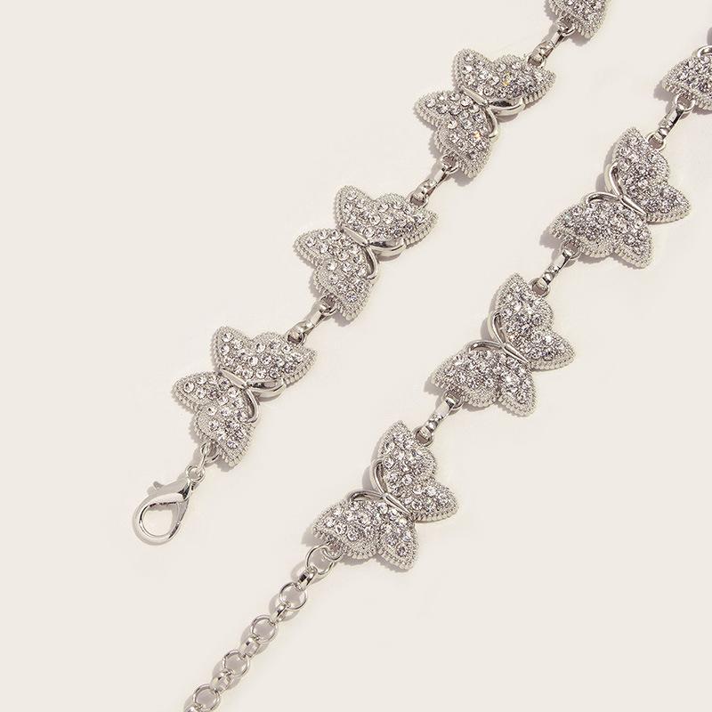 New Metal Sweet Woman Waist Chain Spring Skirt Versatile Heavy Industry Young Elegant Rhinestone Butterfly Waist Chain