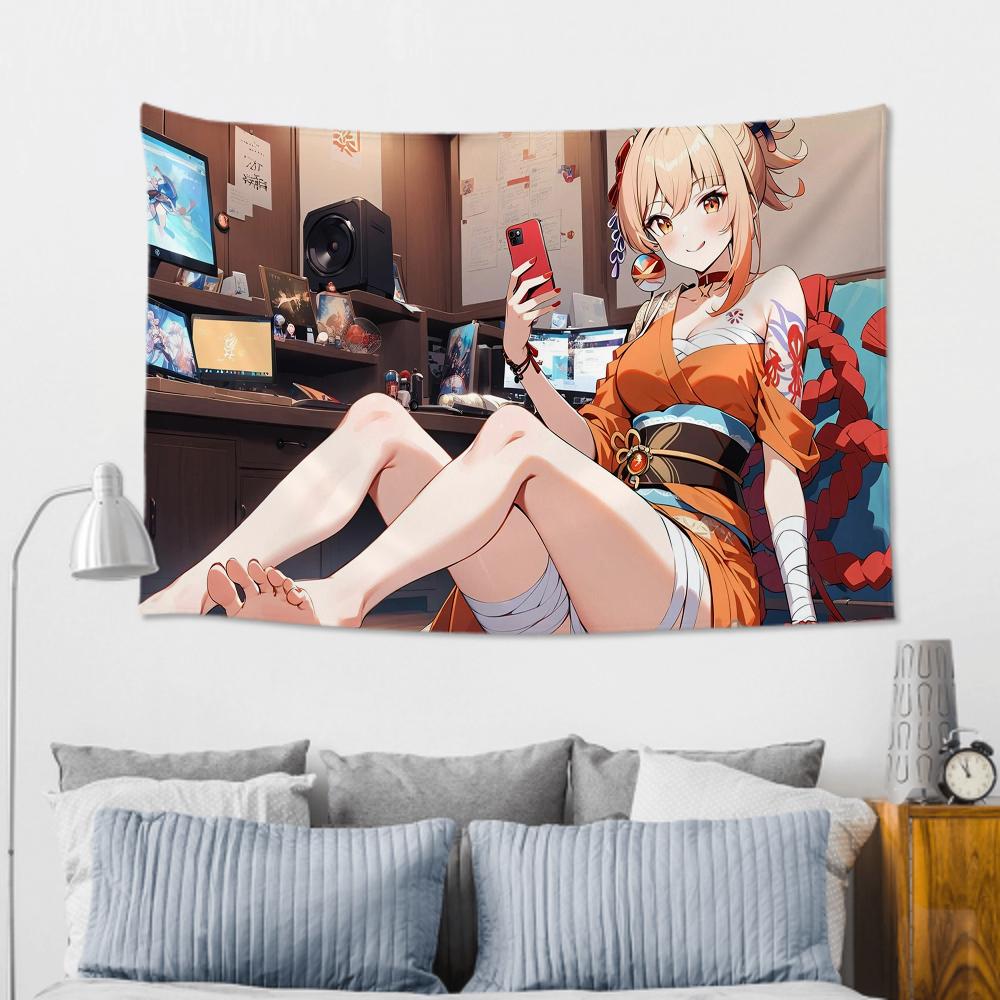 Ёимия Анимация G-Genshin I-Impact Гобелен Декор Комнаты Настенная Ткань Вечеринка Подвесной Фон Декор Комнаты Детская Комната