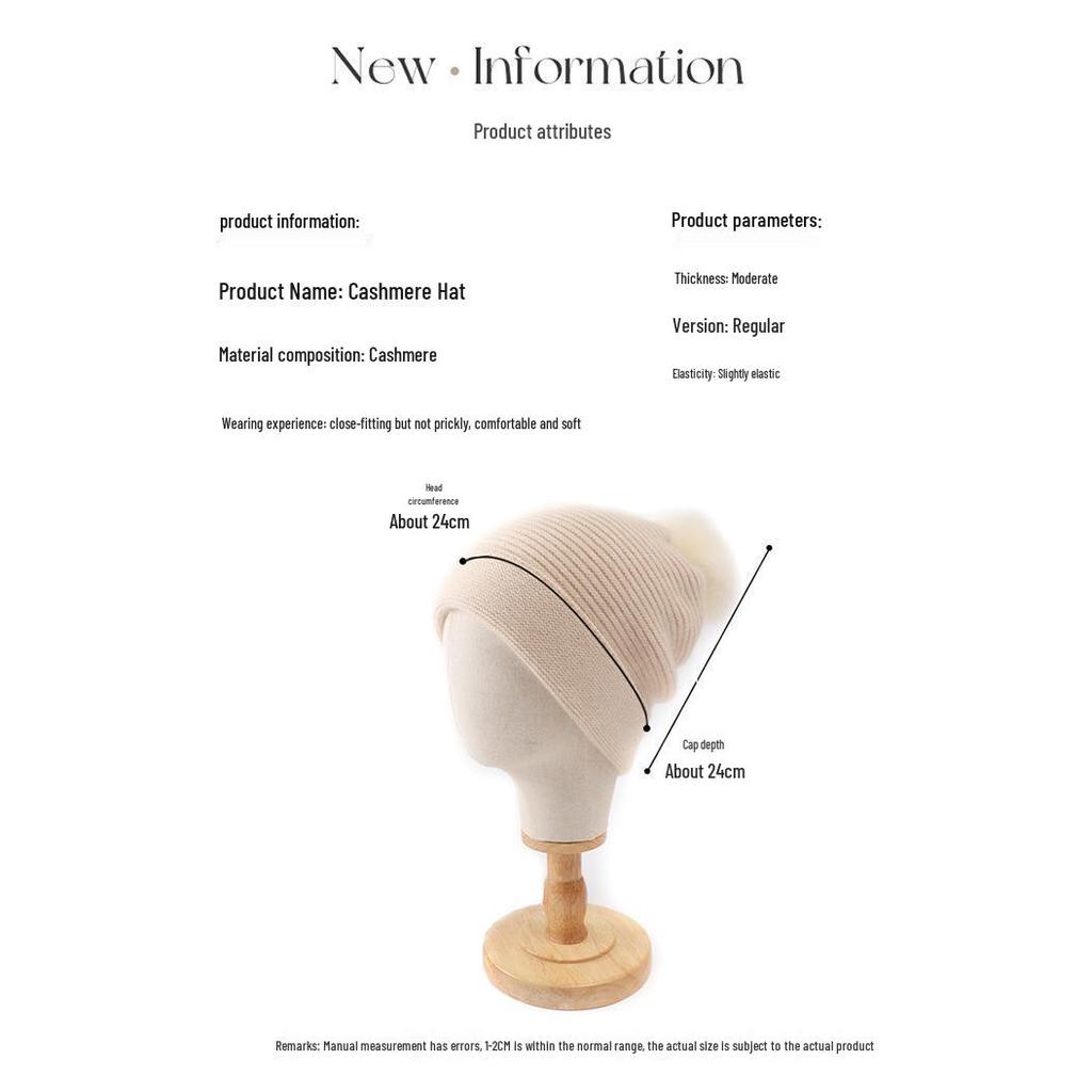 Роскошная вязаная шапка-бини из кашемира с помпоном и защитой ушей для мужчин и женщин - Утолщенная, однотонная, идеально подходит для осени и зимы