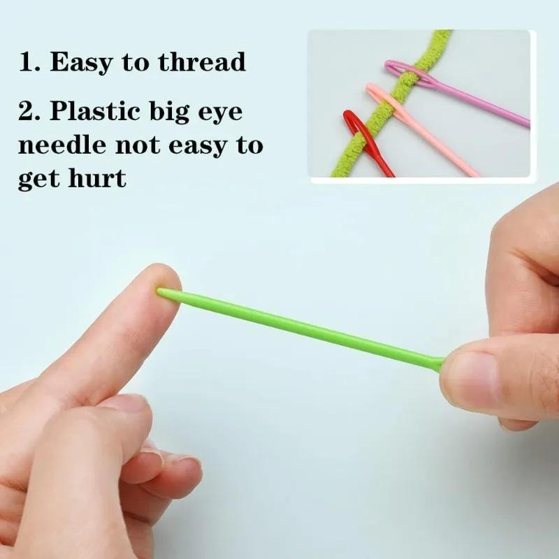 100PCS Plastic Sewing Needles Large Eye Plastic Yarn Needles for Kids Craft Plastic Embroidery Needle for DIY Sewing Handmade