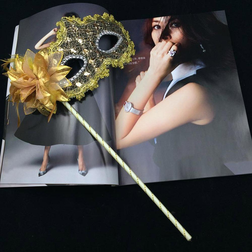 With Holding Stick Handheld Masquerade Masks Translucent Half Face Mask for Women