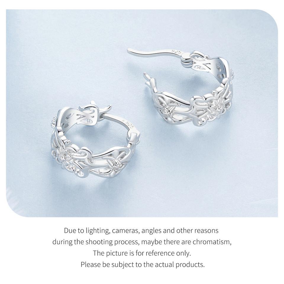 Bamoer 925 Sterling Silver Retro Palace Pattern Hoop Earrings Delicate Vintage Earrings For Women Fine Jewelry Party