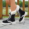 Thicken Plush Snow Boots for Women Winter Faux Fur Platform Ankle Boots Woman Mid-calf Lace-up Snow Boots Thickened Cotton Shoes