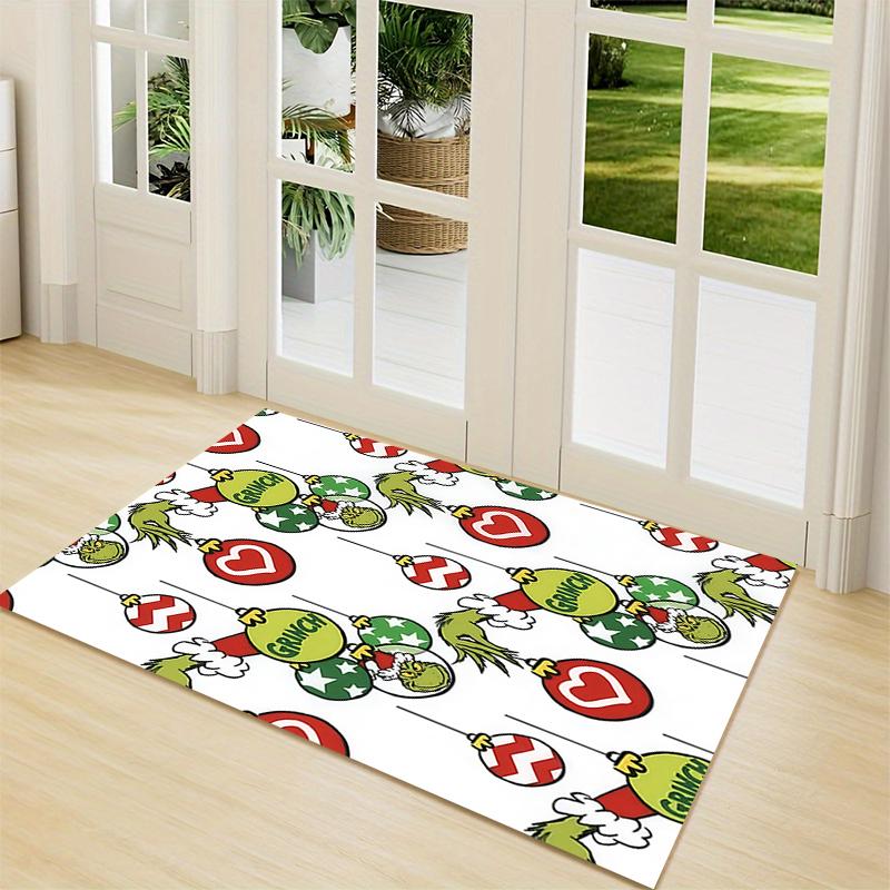 Grinch Christmas Ornaments Carpet Rug Soft Washable Antislip Home Living Room Sofa Mats Personalized Christmas Rug