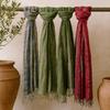 Boho Cotton Scarf, Assorted Greens 22x72 In