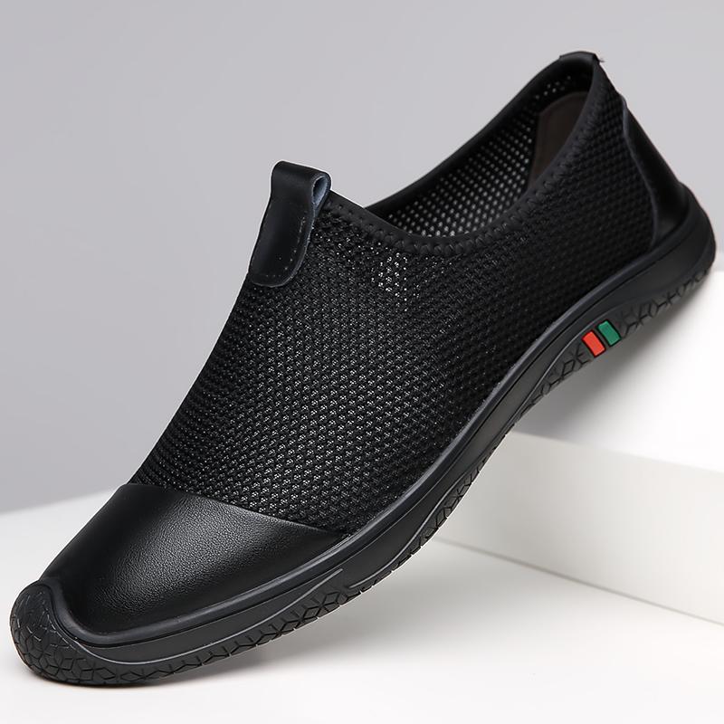 Новые полые кроссовки мужские дышащие сетчатые балетки легкие повседневные прогулочные туфли мужские туфли для вождения без застежек лоферы ручной работы