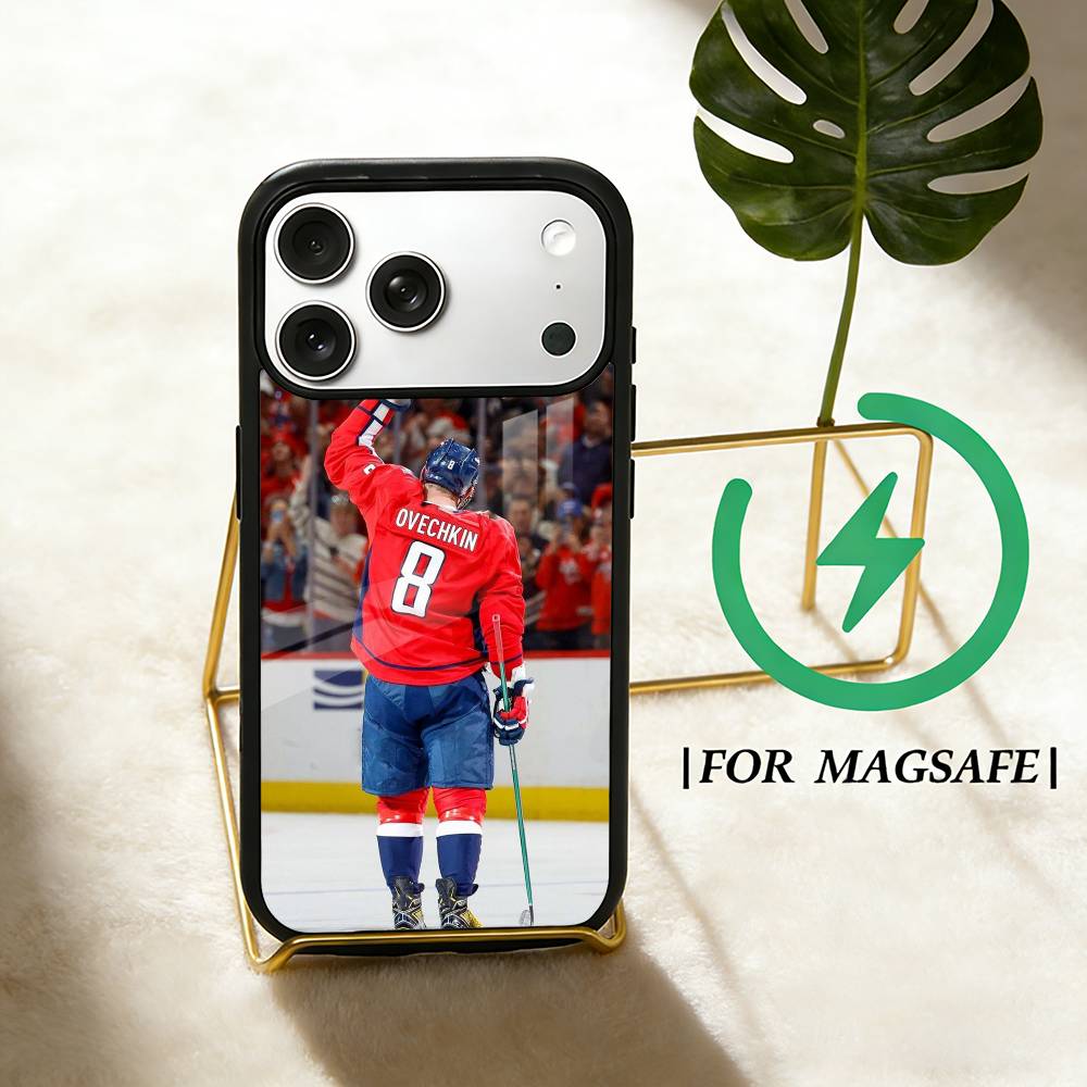 ice hockey A-Alex Ovechkin 8 Phone Case For iPhone 17 16 15 14 13 12 Pro Max Plus for Magsafe Mirror Wireless Magnetic Cover